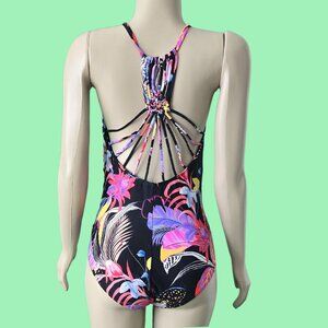 BRAND NEW BLACK/FLORAL ONE-PIECE WOMEN'S SWIMSUIT SIZE 12